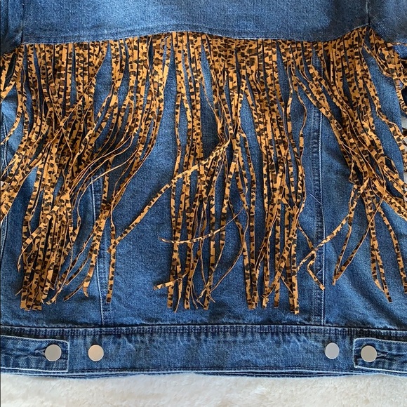 Skully denim leopard fringe jacket - Picture 2 of 3